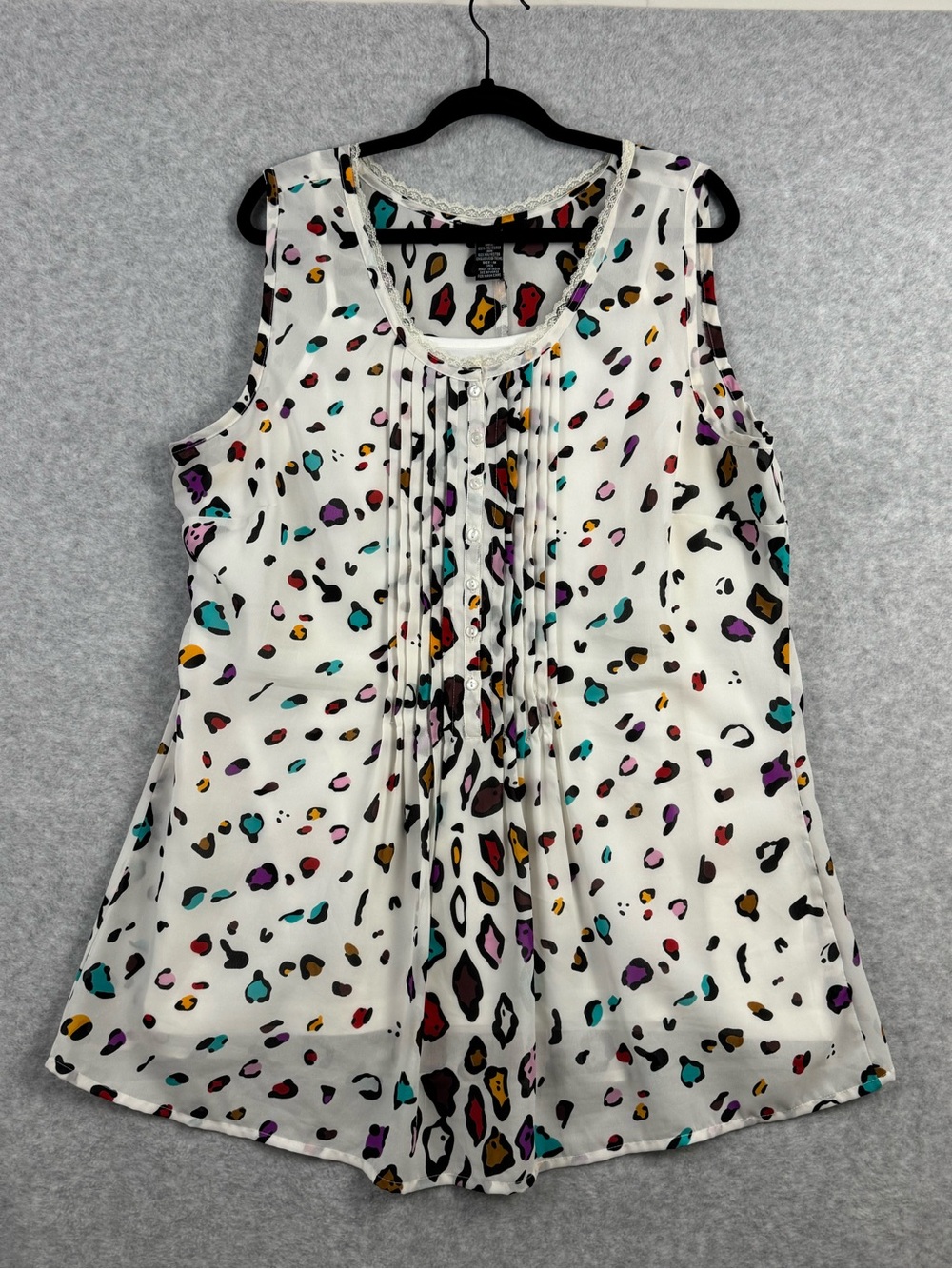 Midnight Velvet Plus Size 1X Multicolor Animal Print Sleeveless Blouse Cami Set